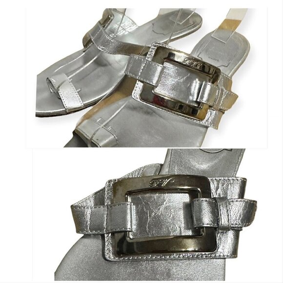 Roger Vivier Silver Toe Ring Thong Flat Sandals, Size 38EU - Picture 6 of 13